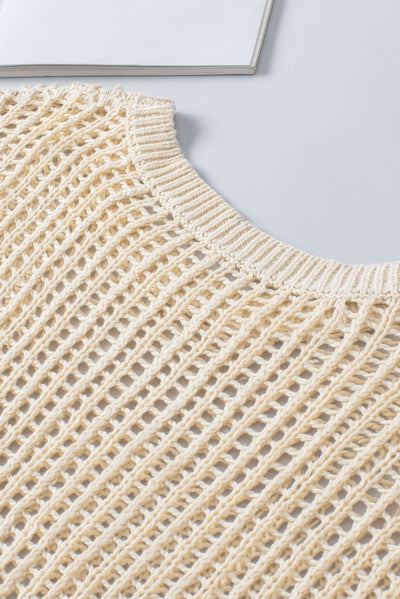Ivana - Rundhalsausschnitt, lässiger Häkelpullover mit Hohlsaum