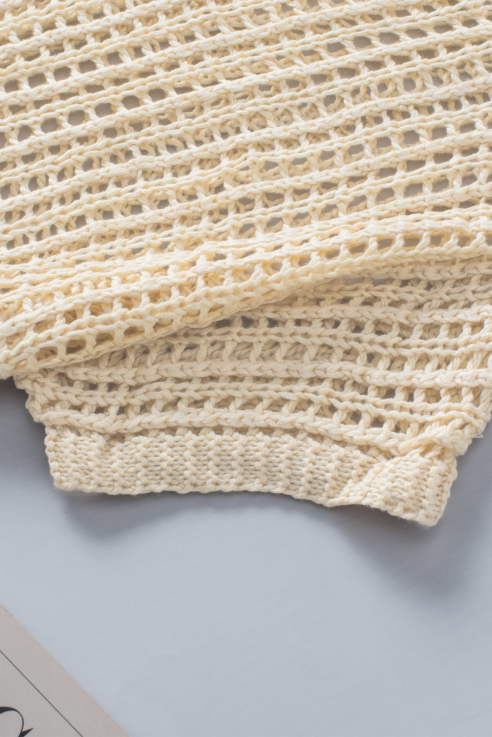 Ivana - Rundhalsausschnitt, lässiger Häkelpullover mit Hohlsaum