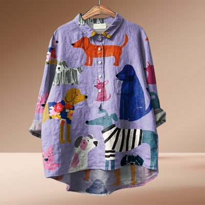 NICOLE | Bluse mit Hunde-Muster