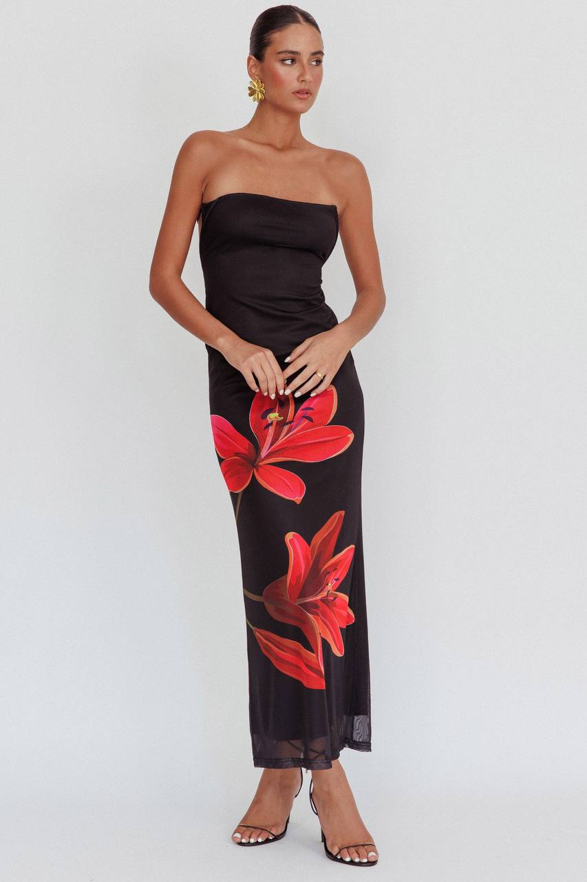 Emely | Robe fleurie sans bretelles
