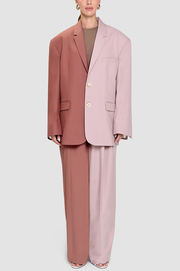 Marlena - Set bestehend aus einem kontrastierenden Blazer mit Revers und einer weiten Hose