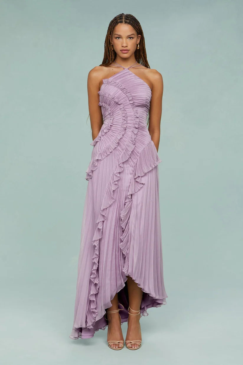 BELLA | Maxikleid mit plissierten Rüschen