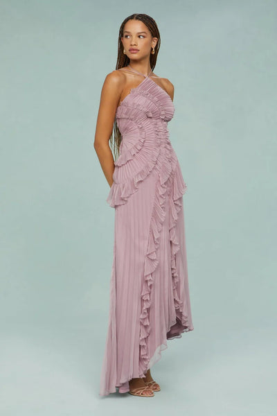 BELLA | Maxikleid mit plissierten Rüschen
