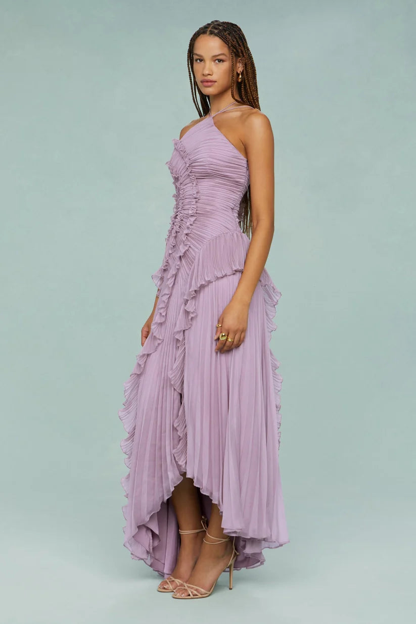 BELLA | Maxikleid mit plissierten Rüschen