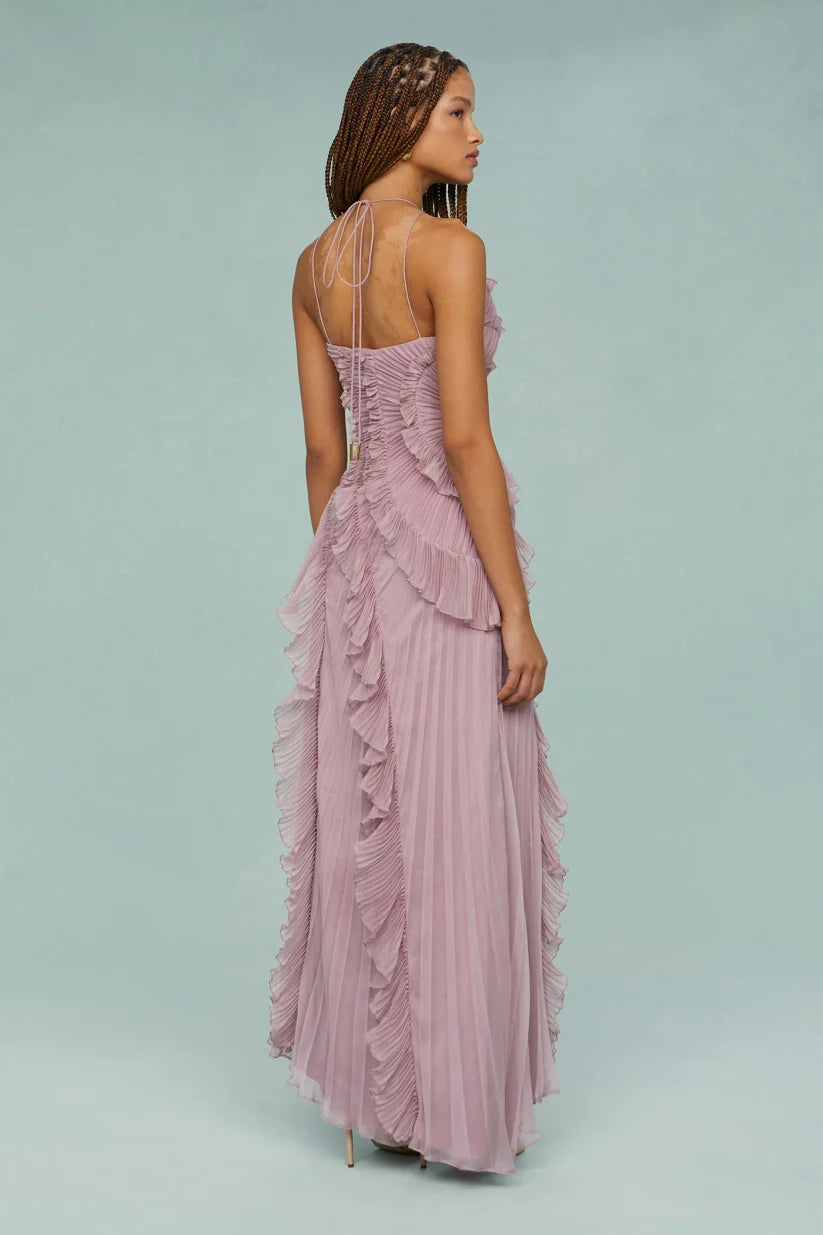 BELLA | Maxikleid mit plissierten Rüschen