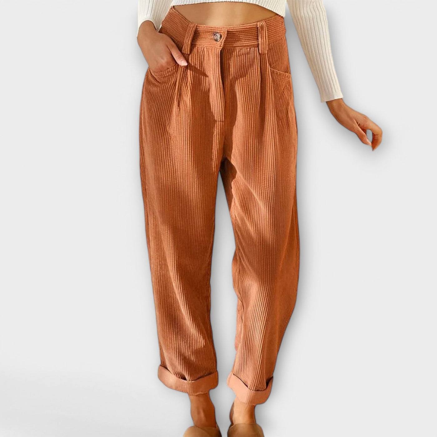 Jana - Pantalon moderne en velours côtelé