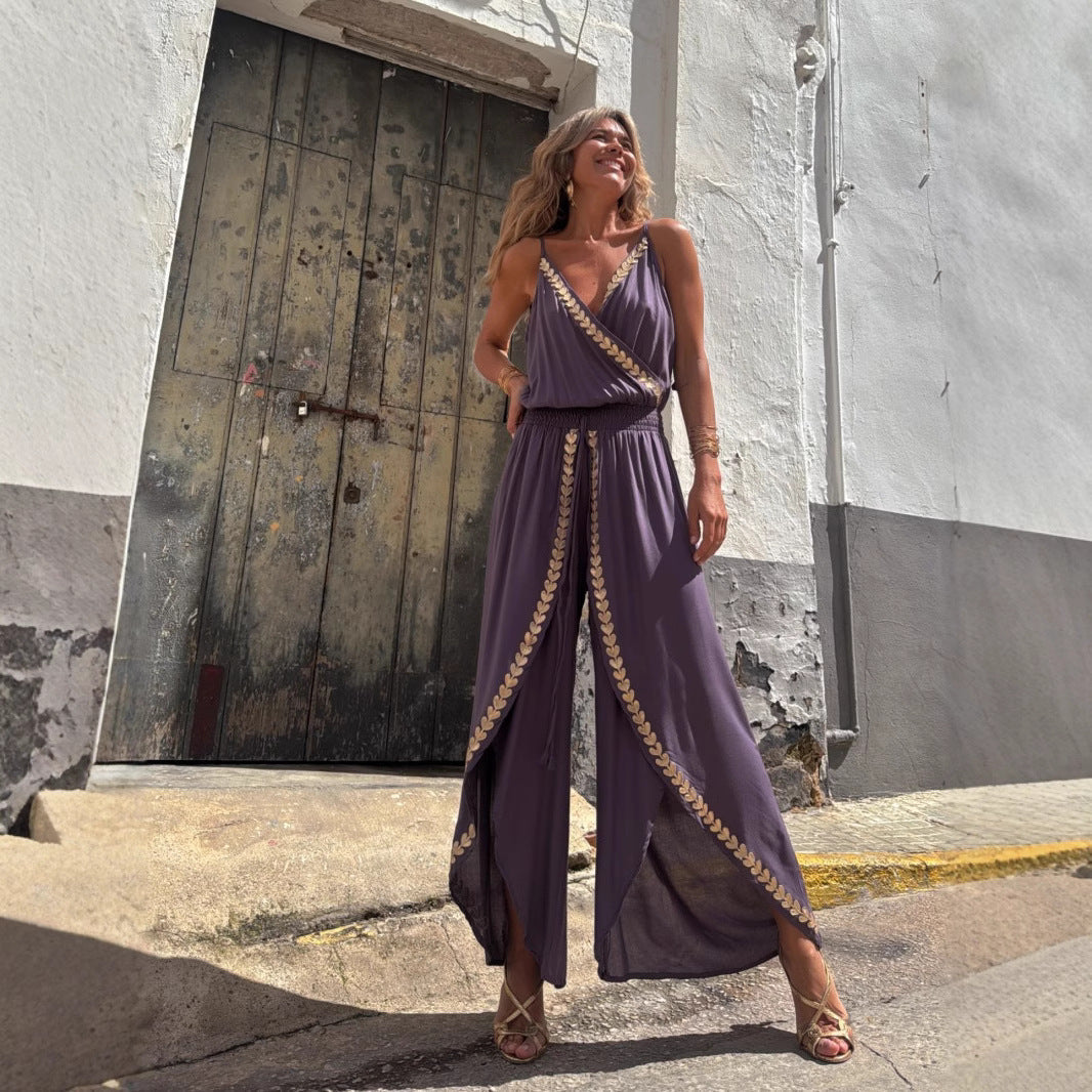 ZARAH | Jumpsuit mit goldbestickten Details und Schlitz