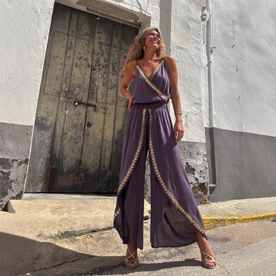 ZARAH | Jumpsuit mit goldbestickten Details und Schlitz