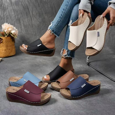 Bequeme Slides mit Fußgewölbeunterstützung – Einfarbige Damensandalen