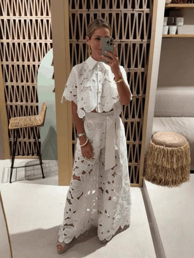 LEVA – Cardigan-Oberteil und weit geschnittene Hose im Set