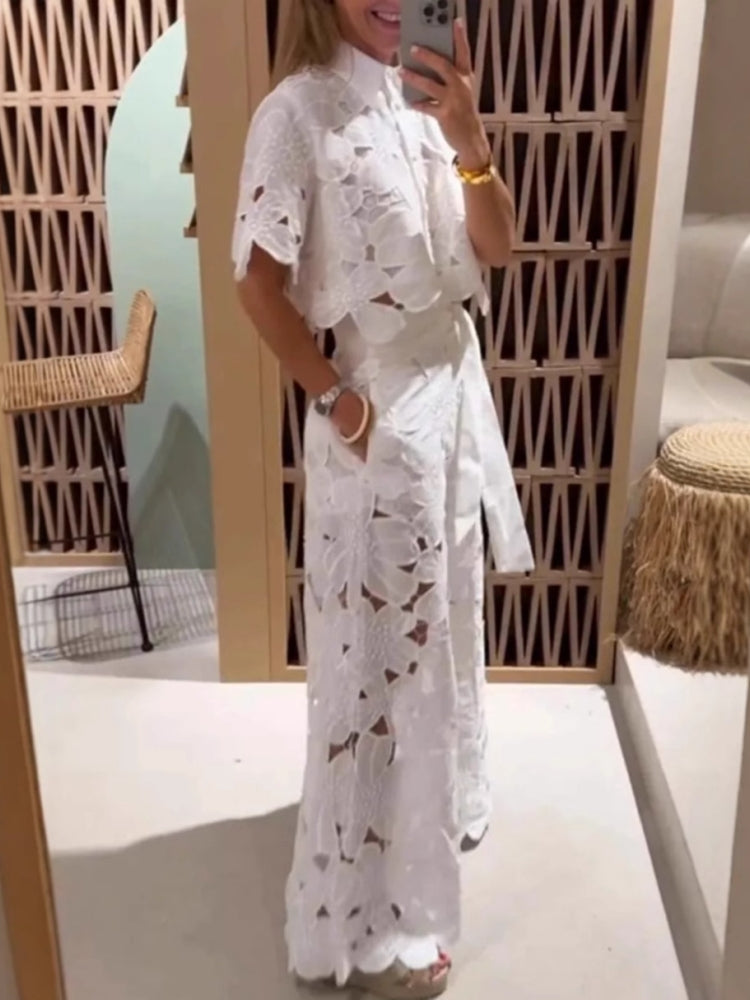 LEVA – Cardigan-Oberteil und weit geschnittene Hose im Set