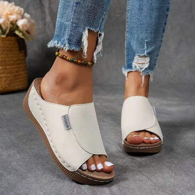 Bequeme Slides mit Fußgewölbeunterstützung – Einfarbige Damensandalen