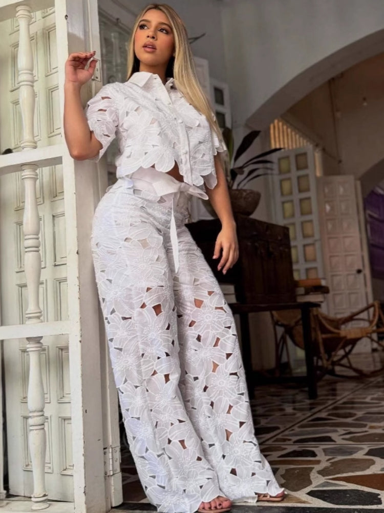LEVA – Cardigan-Oberteil und weit geschnittene Hose im Set