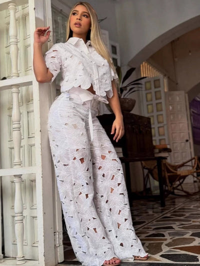 LEVA – Cardigan-Oberteil und weit geschnittene Hose im Set