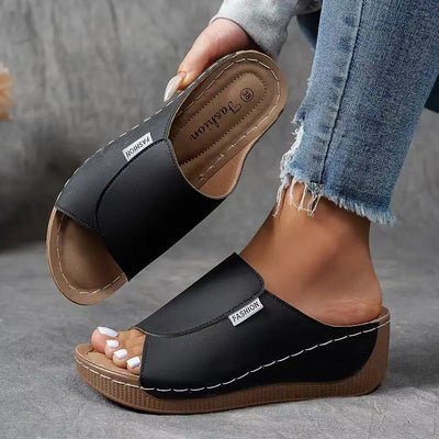 Bequeme Slides mit Fußgewölbeunterstützung – Einfarbige Damensandalen
