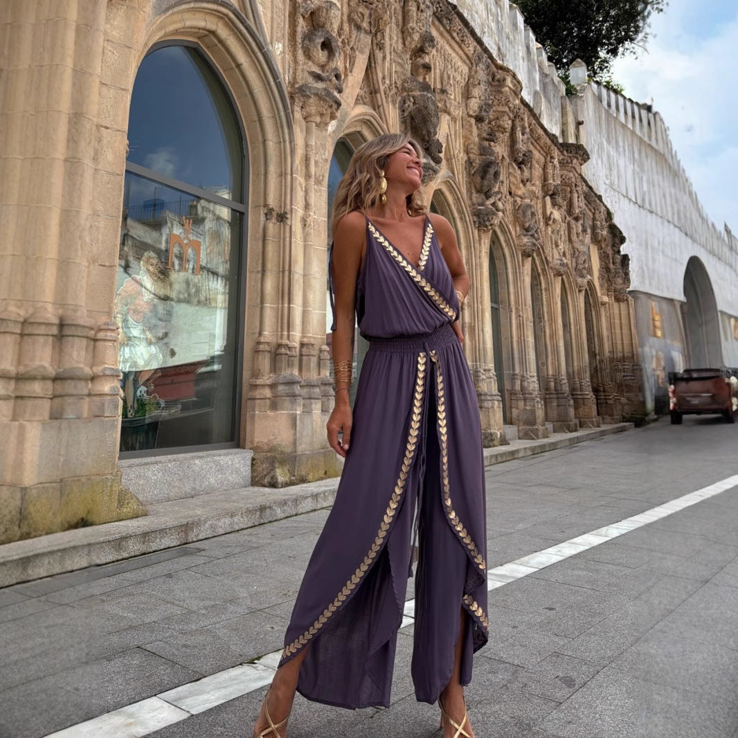 ZARAH | Jumpsuit mit goldbestickten Details und Schlitz