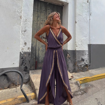 ZARAH | Jumpsuit mit goldbestickten Details und Schlitz