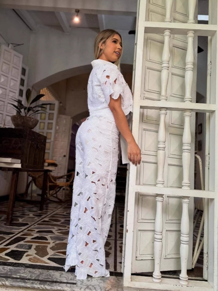 LEVA – Cardigan-Oberteil und weit geschnittene Hose im Set