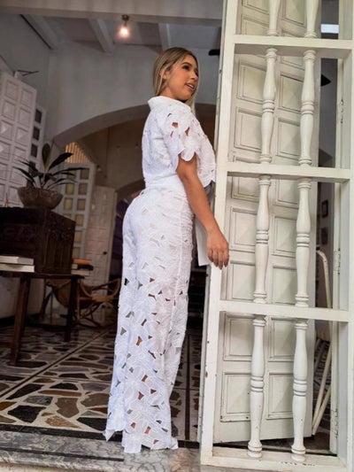 LEVA – Cardigan-Oberteil und weit geschnittene Hose im Set