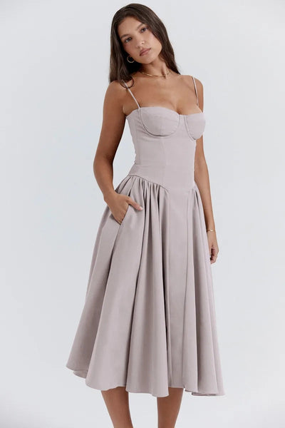 Ellie | Ärmelloses Korsett-Midikleid