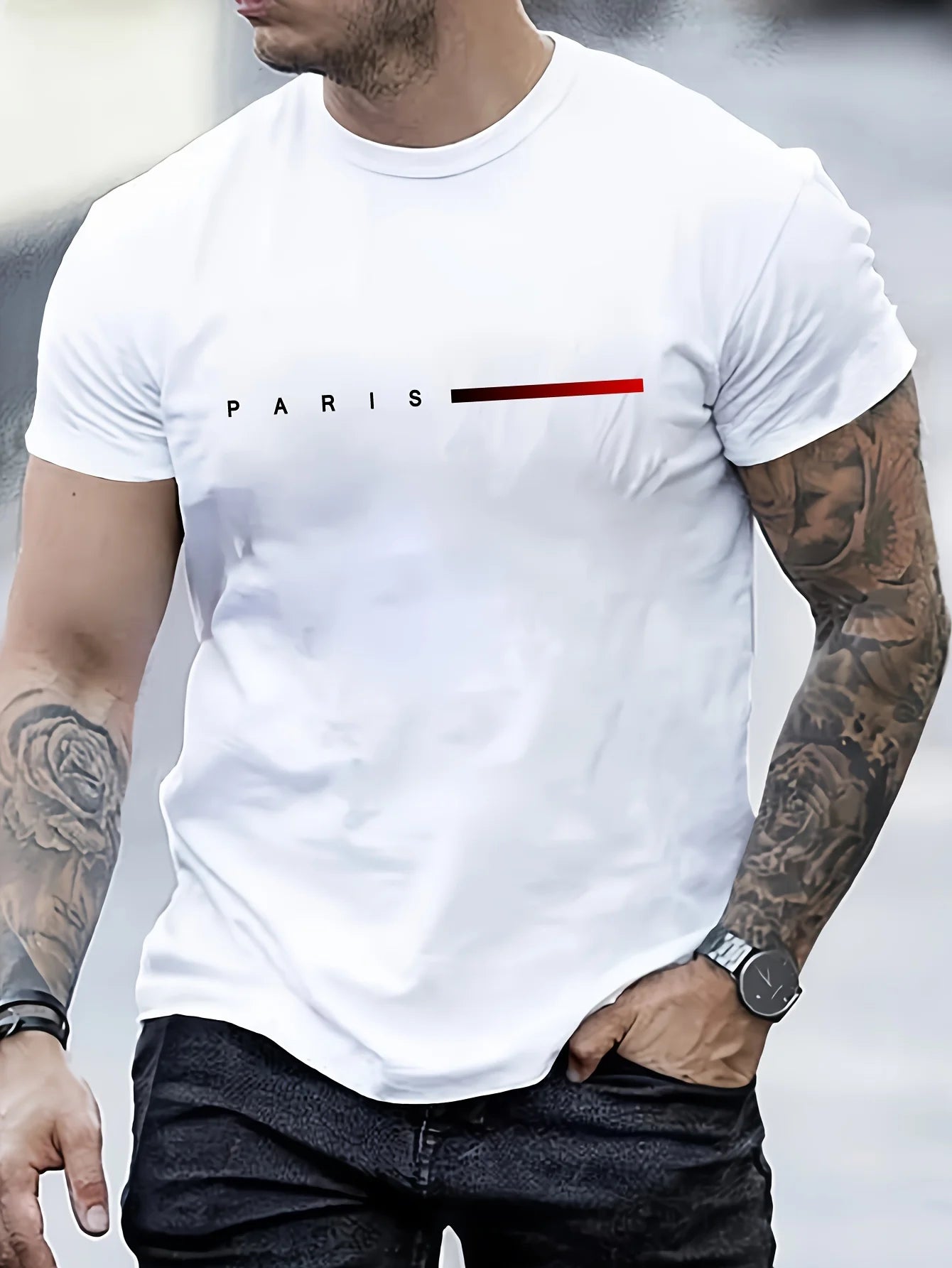PARIS – Slim Fit Rundhalsausschnitt Baumwoll-T-Shirt
