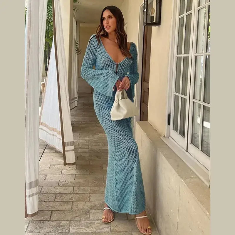 NOVA - Robe longue à manches évasées 