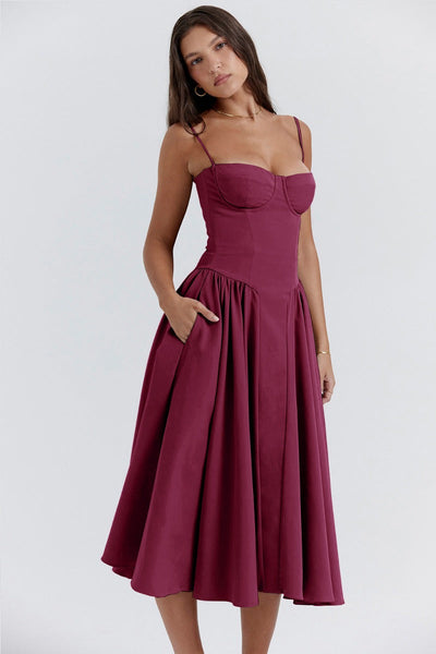 Ellie | Ärmelloses Korsett-Midikleid