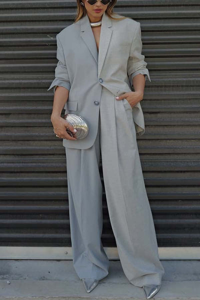 Marlena - Set bestehend aus einem kontrastierenden Blazer mit Revers und einer weiten Hose