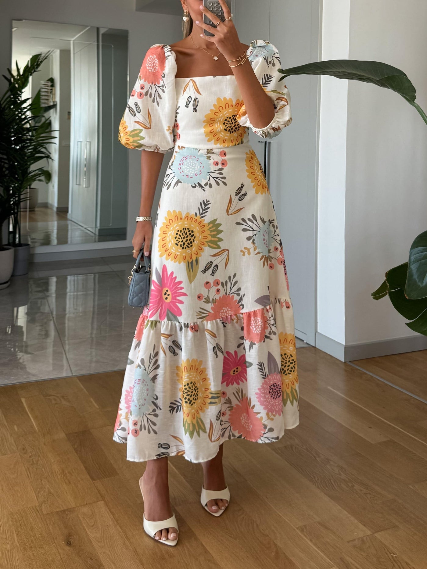 SALEYA - Robe midi à imprimé floral
