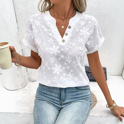 Casual Bluse mit Blumenstickerei