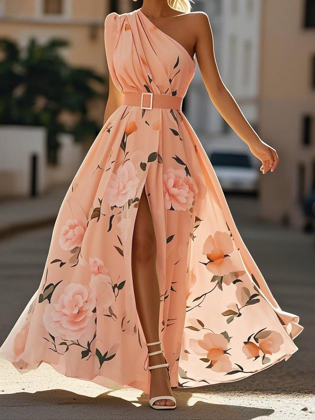 Elaya - Robe longue en mousseline fleurie 