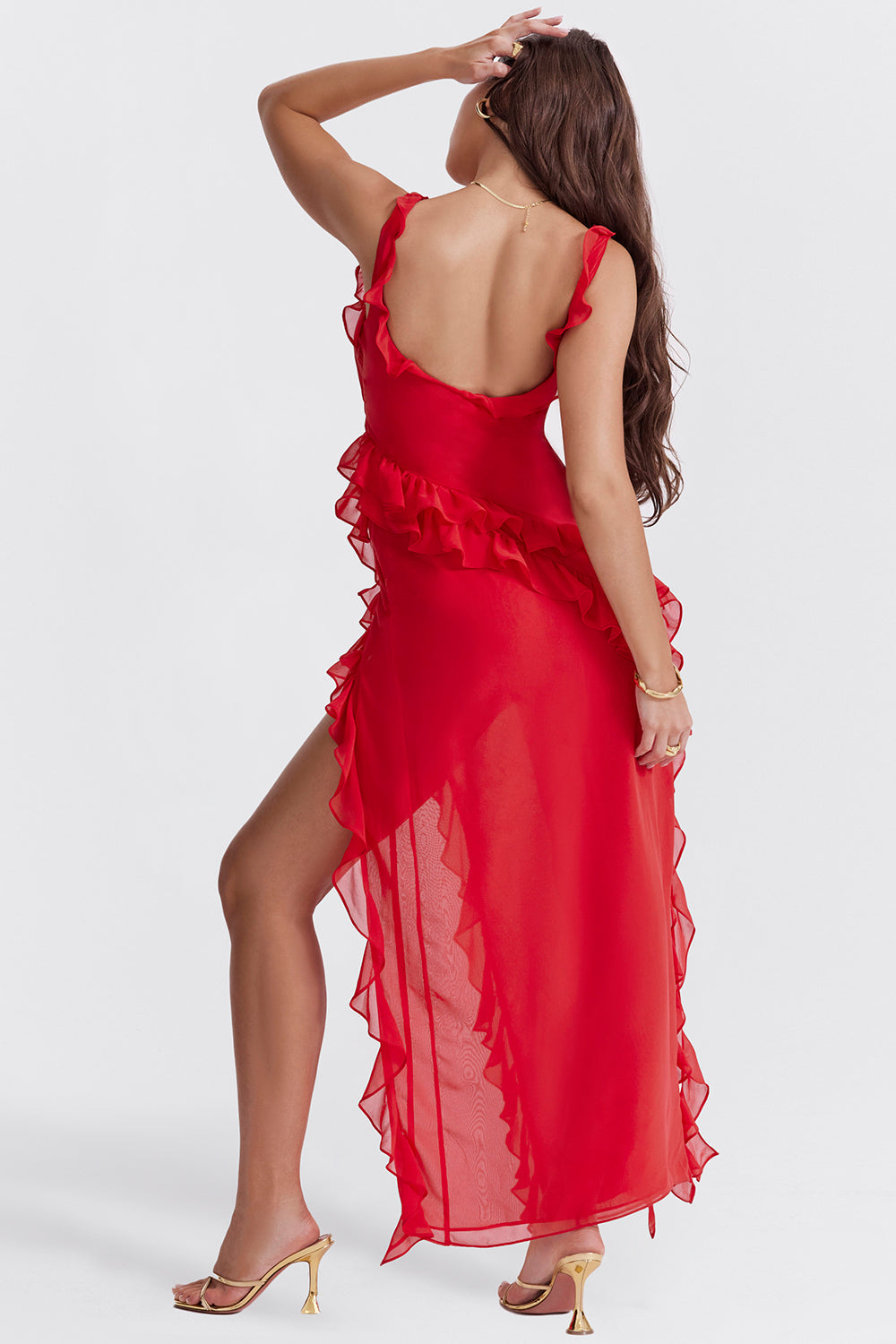 Talia | Robe longue à volants et ouverture 