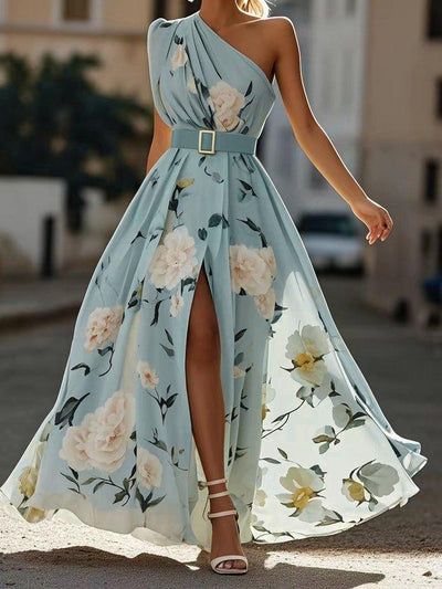 Elaya - Robe longue en mousseline fleurie 