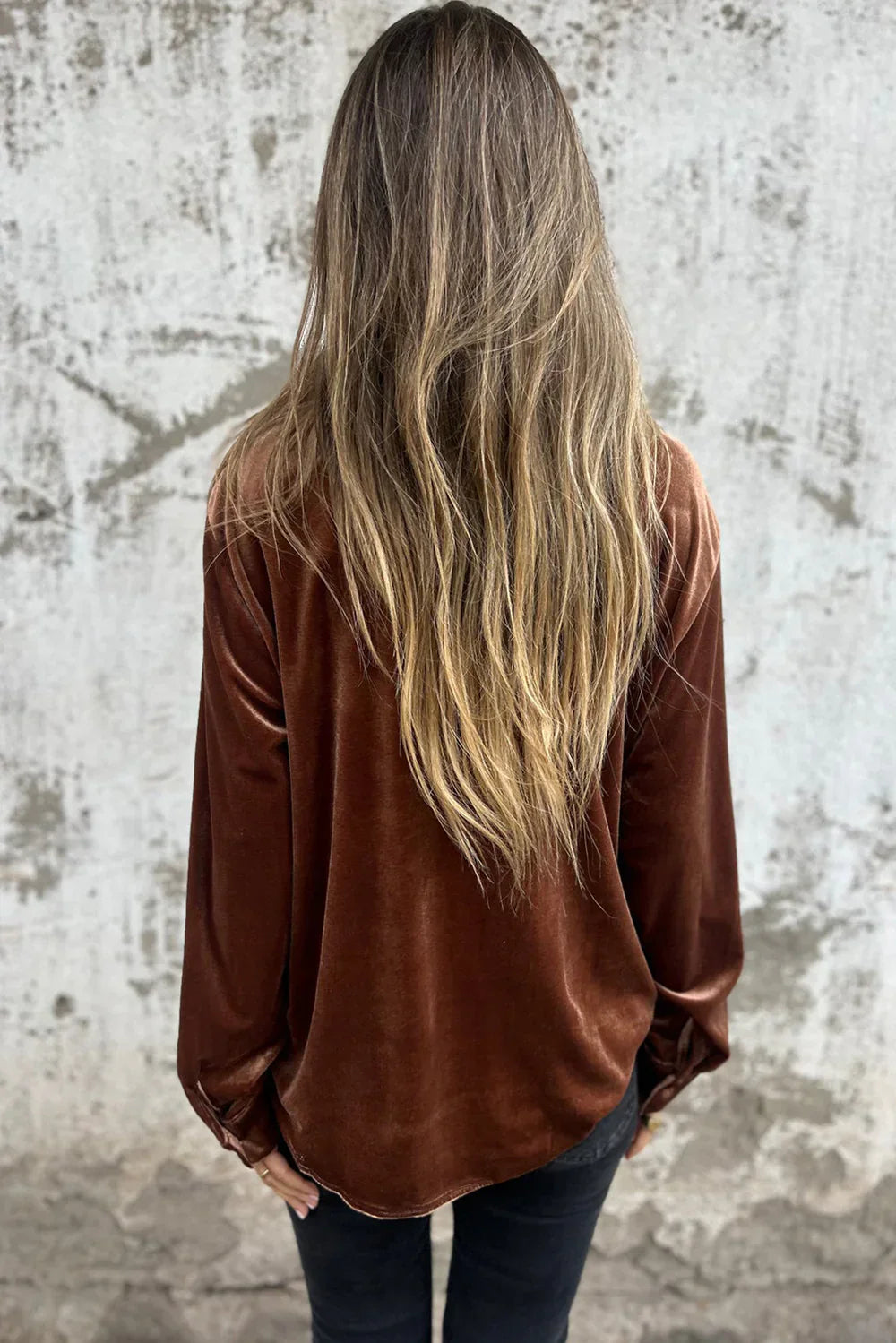 Chemisier boutonné en velours Estelle
