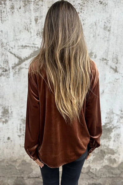 Chemisier boutonné en velours Estelle