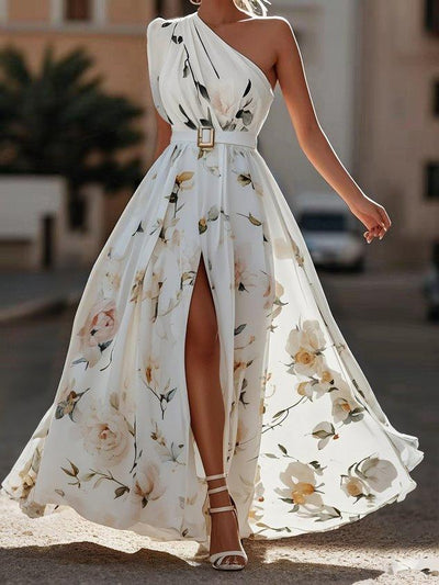 Elaya - Robe longue en mousseline fleurie 