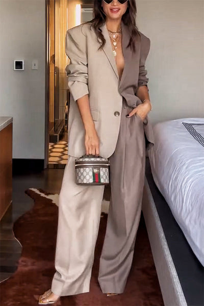 Marlena - Set bestehend aus einem kontrastierenden Blazer mit Revers und einer weiten Hose