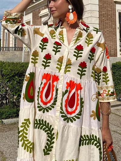 ELSA - Robe d'été bohème à boutons