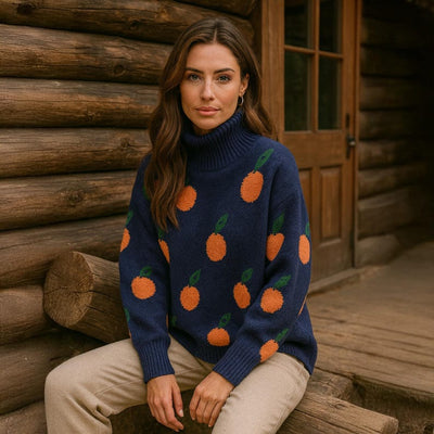 Orangina - Strickpullover mit Fruchtmuster