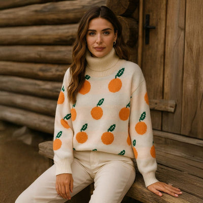 Orangina - Strickpullover mit Fruchtmuster