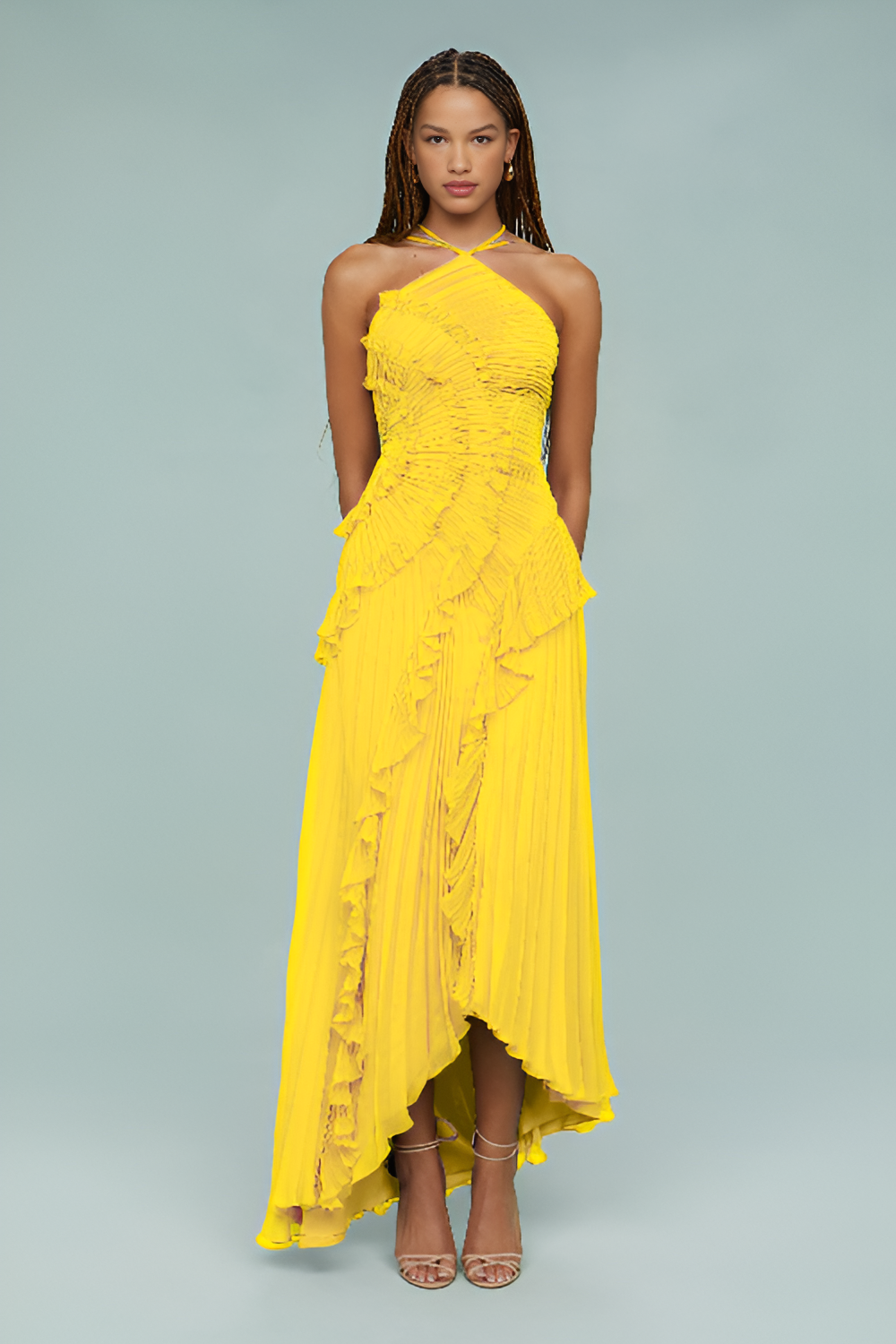BELLA | Maxikleid mit plissierten Rüschen