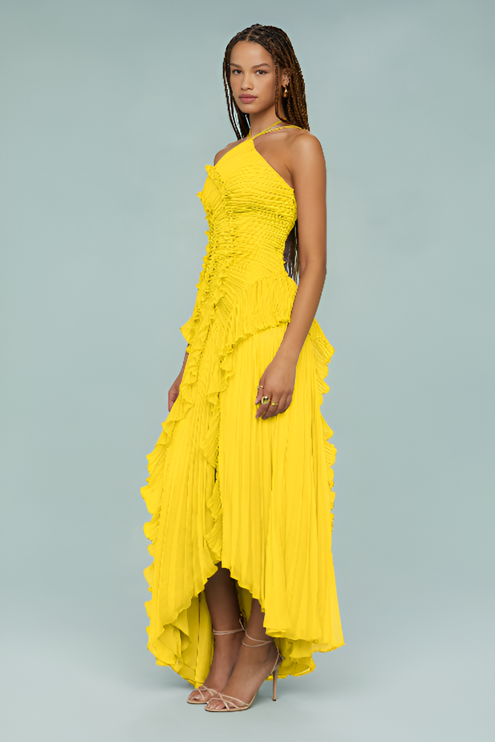 BELLA | Maxikleid mit plissierten Rüschen