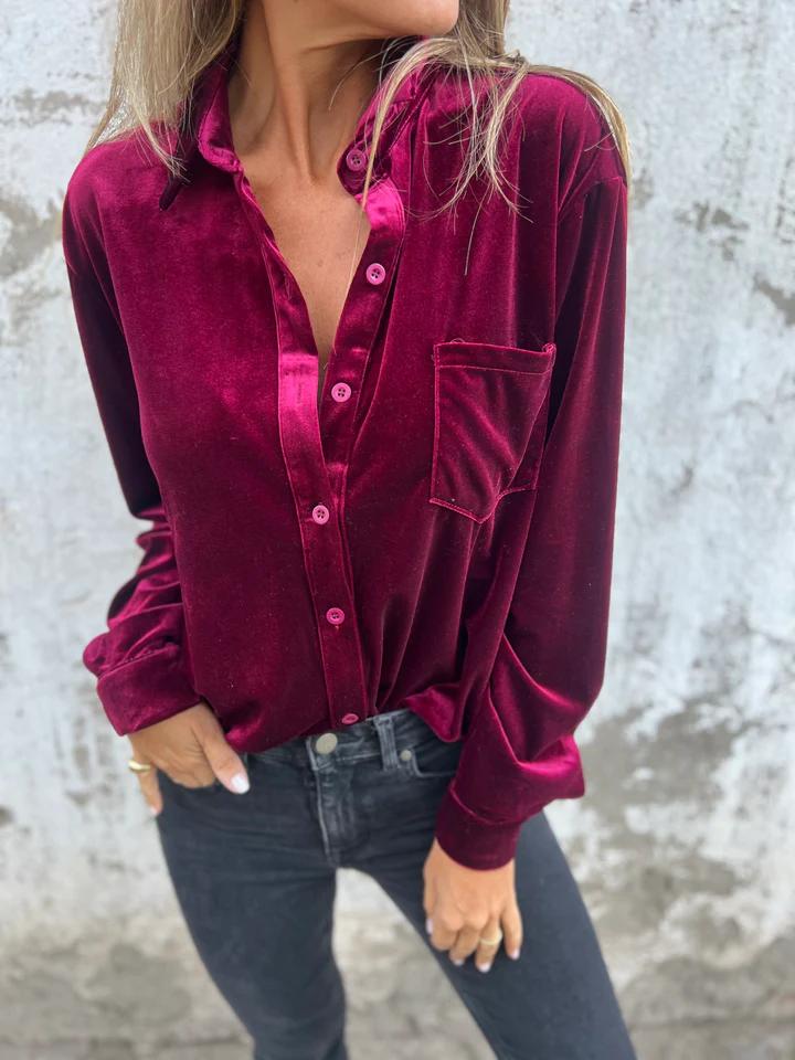 Chemisier boutonné en velours Estelle