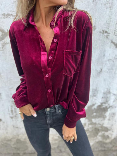 Chemisier boutonné en velours Estelle
