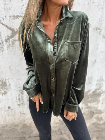 Chemisier boutonné en velours Estelle