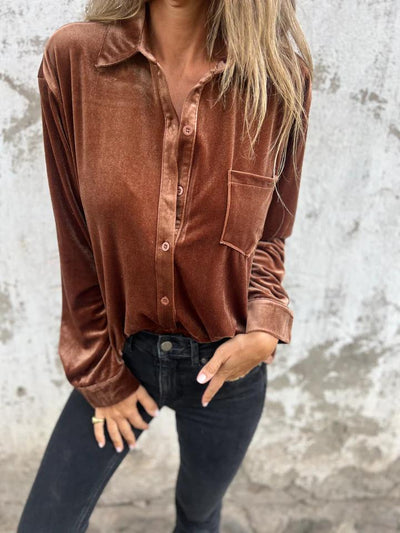 Chemisier boutonné en velours Estelle