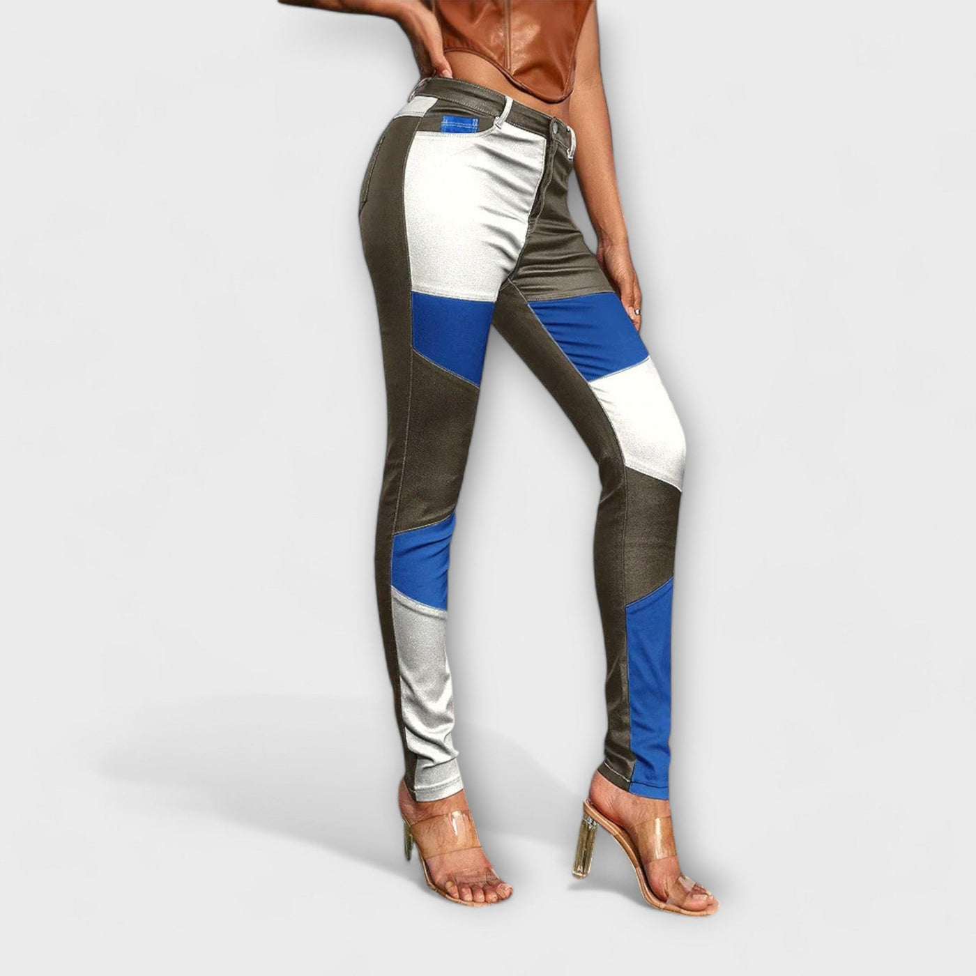 Calliope - pantalon skinny à motif color block