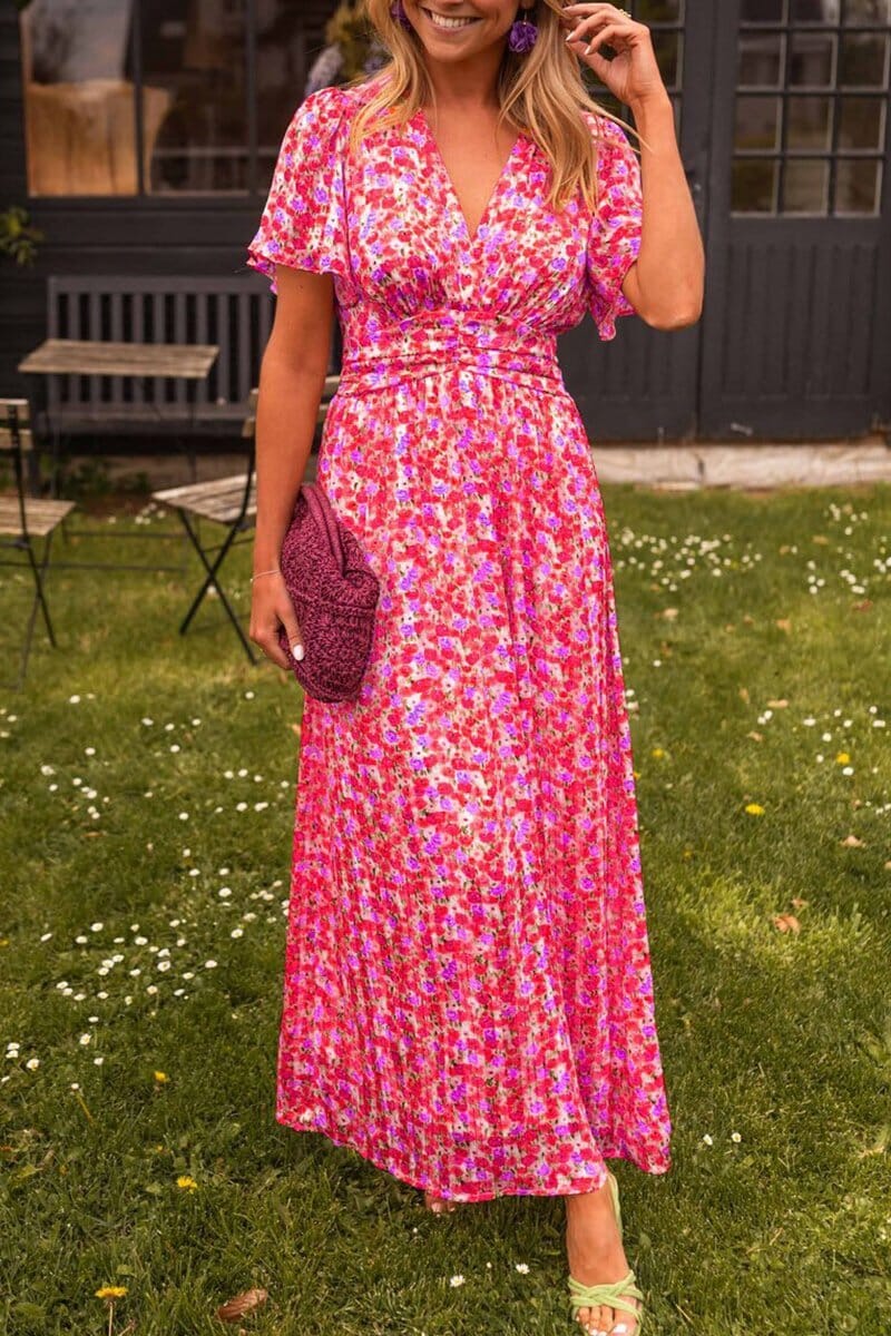 Sandra - Robe longue élégante à col en V