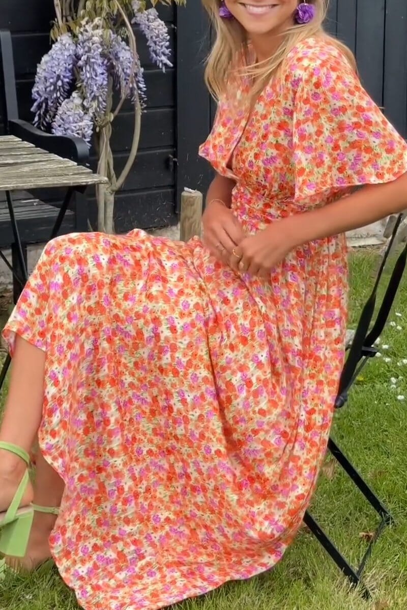 Sandra - Robe longue élégante à col en V