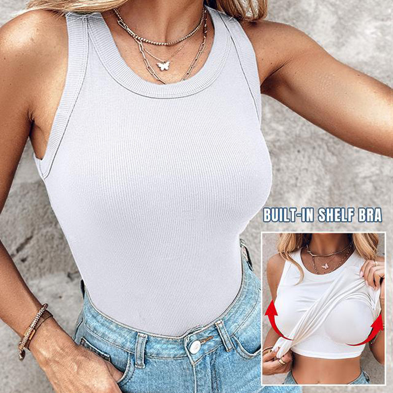 Geripptes Tanktop mit integriertem BH